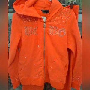BNWT BCBG VINTAGE SUN COLOR GORGEOUS 2PC. JOGGING SET HOODY POCKETS SZ.S